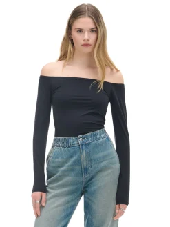 Cropp Koszulki, Topy*Czarna bluzka typu carmen czarny