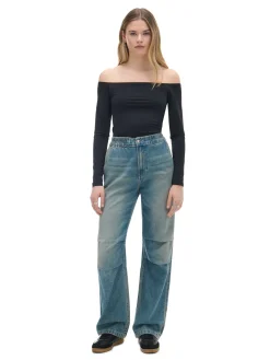 Cropp Koszulki, Topy*Czarna bluzka typu carmen czarny