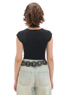 Cropp Koszulki, Topy*Czarna bluzka z marszczeniem czarny