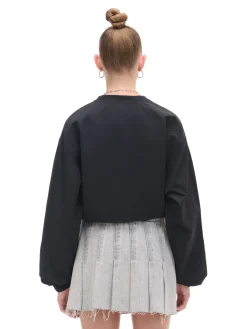 Cropp Koszule, Bluzki|Sety*Czarna bluzka z nadrukiem i regulacją czarny