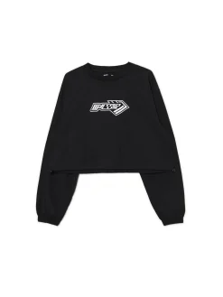 Cropp Koszule, Bluzki|Sety*Czarna bluzka z nadrukiem i regulacją czarny