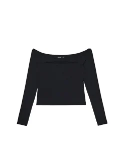 Cropp Koszulki, Topy*Czarna bluzka z wycięciem czarny