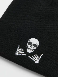 Cropp Czapki*Czarna czapka beanie z kościotrupem czarny