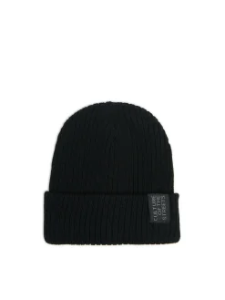 Cropp Czapki*Czarna czapka beanie z naszywką czarny