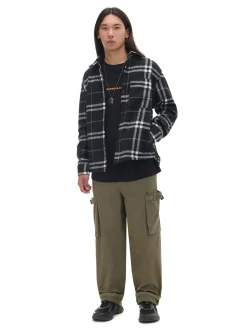 Cropp Koszule*Czarna flanelowa koszula z domieszką wełny czarny