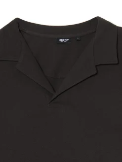 Cropp Koszulki*Czarna gładka koszulka polo szary