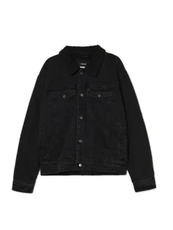 Cropp Kurtki, Płaszcze|Denim*Czarna jeansowa kurtka sherpa czarny