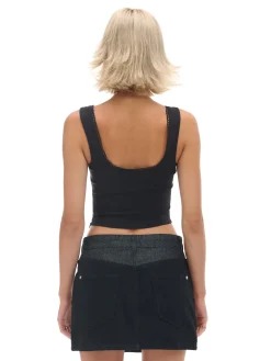 Cropp Spódnice*Czarna jeansowa spódnica mini szary