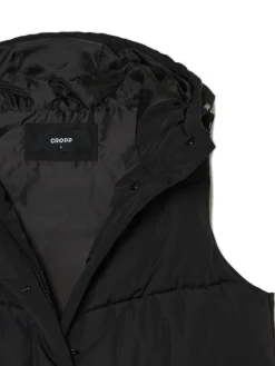 Cropp Kurtki, Płaszcze*Czarna kamizelka puffer z kapturem czarny