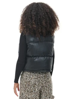 Cropp Kurtki, Płaszcze*Czarna kamizelka z efektem skóry czarny