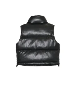 Cropp Kurtki, Płaszcze*Czarna kamizelka z efektem skóry czarny