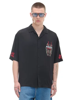 Cropp Koszule*Czarna koszula z krótkim rękawem czarny