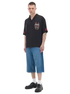 Cropp Koszule*Czarna koszula z krótkim rękawem czarny