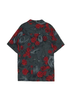 Cropp Koszule*Czarna koszula z motywem róż szary