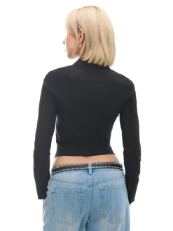 Cropp Koszule, Bluzki*Czarna koszula z podwójnym suwakiem czarny