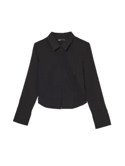 Cropp Koszule, Bluzki*Czarna koszula z podwójnym suwakiem czarny