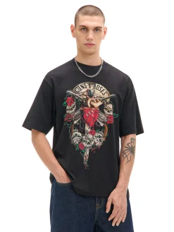 Cropp Koszulki*Czarna koszulka Guns N' Roses czarny