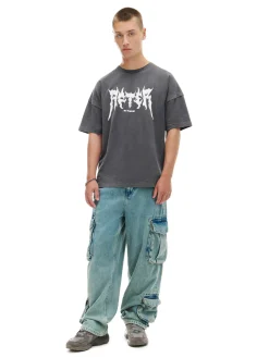 Cropp Koszulki*Czarna koszulka z efektem sprania czarny