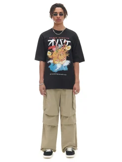 Cropp Koszulki*Czarna koszulka z food printem czarny