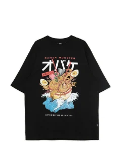 Cropp Koszulki*Czarna koszulka z food printem czarny