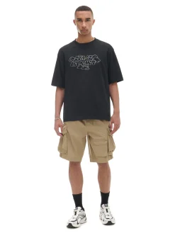 Cropp Koszulki*Czarna koszulka z haftem i sloganem czarny