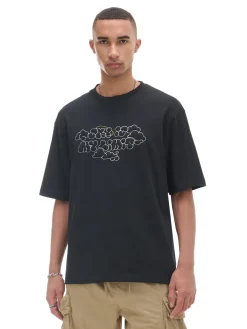 Cropp Koszulki*Czarna koszulka z haftem i sloganem czarny