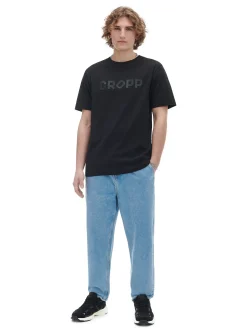Cropp Koszulki*Czarna koszulka z nadrukiem czarny