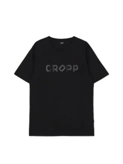 Cropp Koszulki*Czarna koszulka z nadrukiem czarny