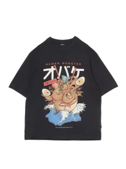 Cropp Koszulki*Czarna koszulka z nadrukiem czarny