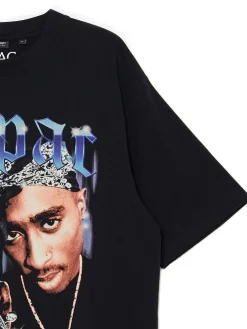 Cropp Koszulki*Czarna koszulka z nadrukiem Tupac czarny