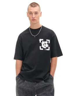 Cropp Koszulki*Czarna koszulka z nadrukiem po obu stronach czarny