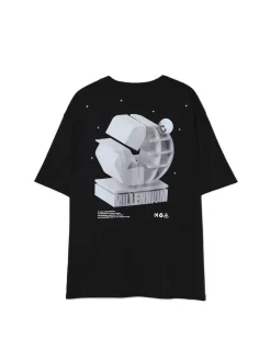 Cropp Koszulki*Czarna koszulka z nadrukiem czarny