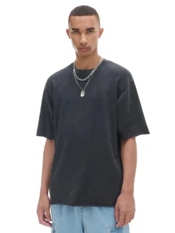 Cropp Koszulki*Czarna koszulka z surowym wykończeniem czarny