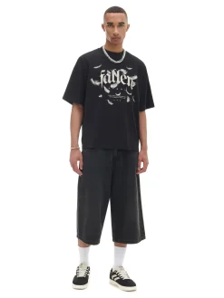 Cropp Koszulki*Czarna koszulka ze sloganem czarny