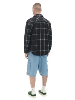 Cropp Koszule*Czarna kraciasta koszula z domieszką wełny czarny
