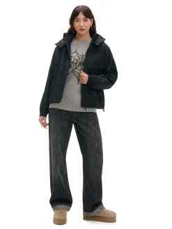 Cropp Kurtki, Płaszcze*Czarna kurtka anorak z kapturem czarny