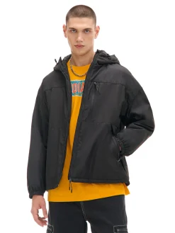 Cropp Kurtki, Płaszcze*Czarna kurtka basic z kapturem czarny