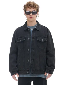 Cropp Kurtki, Płaszcze|Denim*Czarna kurtka jeansowa czarny