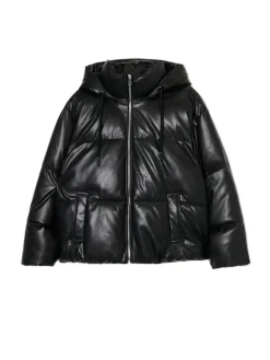 Cropp Kurtki, Płaszcze*Czarna kurtka puffer z kapturem czarny