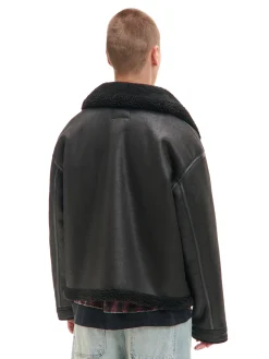 Cropp Kurtki Zimowe|Kurtki, Płaszcze*Czarna kurtka sherpa z imitacji skóry czarny