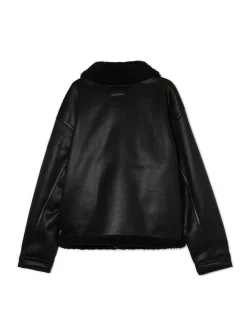 Cropp Kurtki Zimowe|Kurtki, Płaszcze*Czarna kurtka sherpa z imitacji skóry czarny