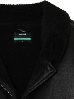Cropp Kurtki Zimowe|Kurtki, Płaszcze*Czarna kurtka sherpa z imitacji skóry czarny