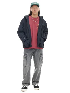 Cropp Kurtki Zimowe|Kurtki, Płaszcze*Czarna kurtka z kapturem czarny