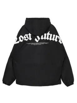 Cropp Kurtki, Płaszcze*Czarna kurtka z kapturem i nadrukiem czarny