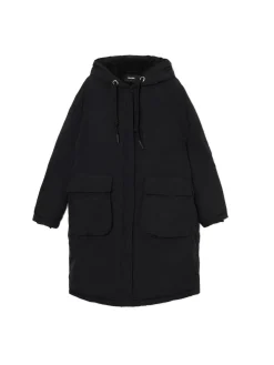 Cropp Kurtki, Płaszcze|Kożuszki, Futerka*Czarna parka z kapturem czarny