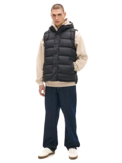 Cropp Kurtki, Płaszcze*Czarna pikowana kamizelka z kapturem czarny