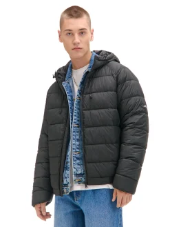 Cropp Kurtki Zimowe|Kurtki, Płaszcze*Czarna pikowana kurtka z kapturem czarny