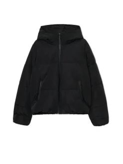 Cropp Kurtki, Płaszcze*Czarna pikowana kurtka z kapturem czarny