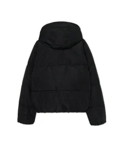 Cropp Kurtki, Płaszcze*Czarna pikowana kurtka z kapturem czarny
