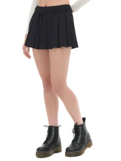 Cropp Spódnice*Czarna plisowana spódnica mini czarny